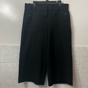 J.Crew Wide Leg Black Capri Pants Women Size 16 Minimalist Capsule Quiet Luxury